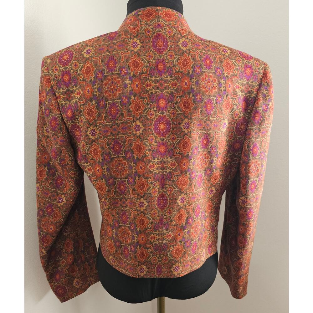 VTG 90's Salvatore Ferragamo Made in Italy Wool Cropped Open Jacket/Blazer 10 - Picture 3 of 8